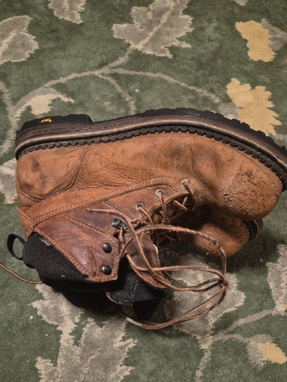 Irish Setter Brown Leather Work Boots with Black Collar